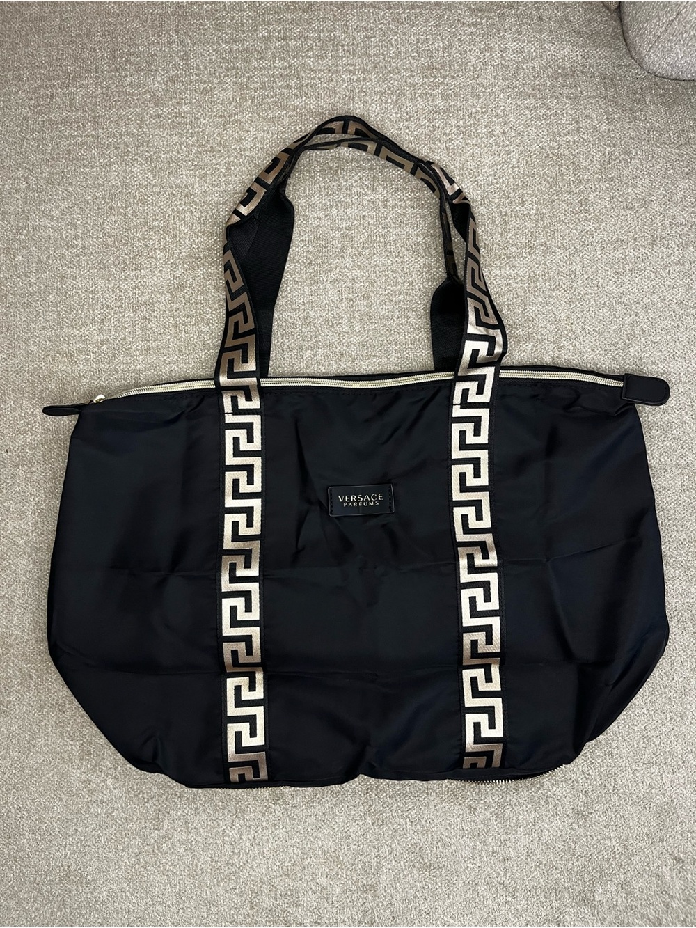 Versace Parfums Metallic Gold Satin Cosmetic Folding Tote